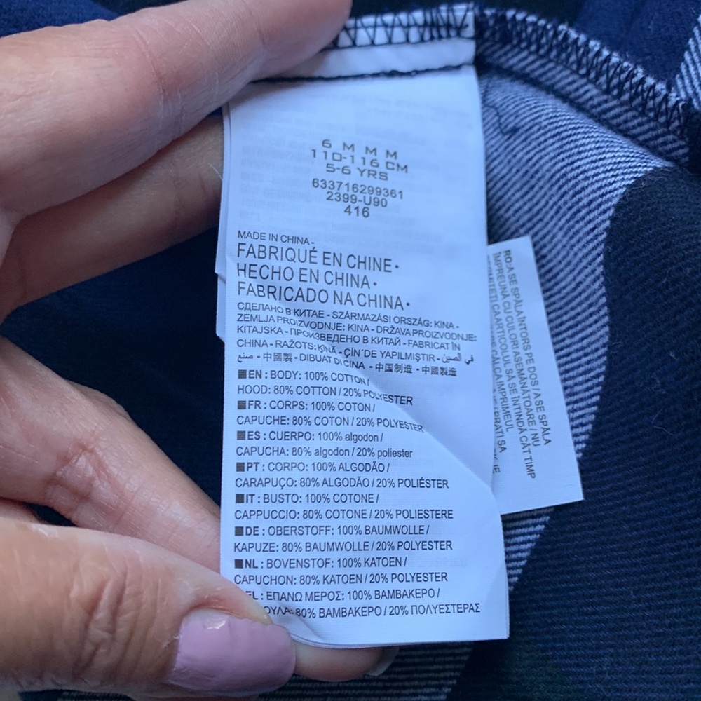 HURLEY fleece Hooded check print Shacket.  Boy’s 6US - Picture 7 of 9